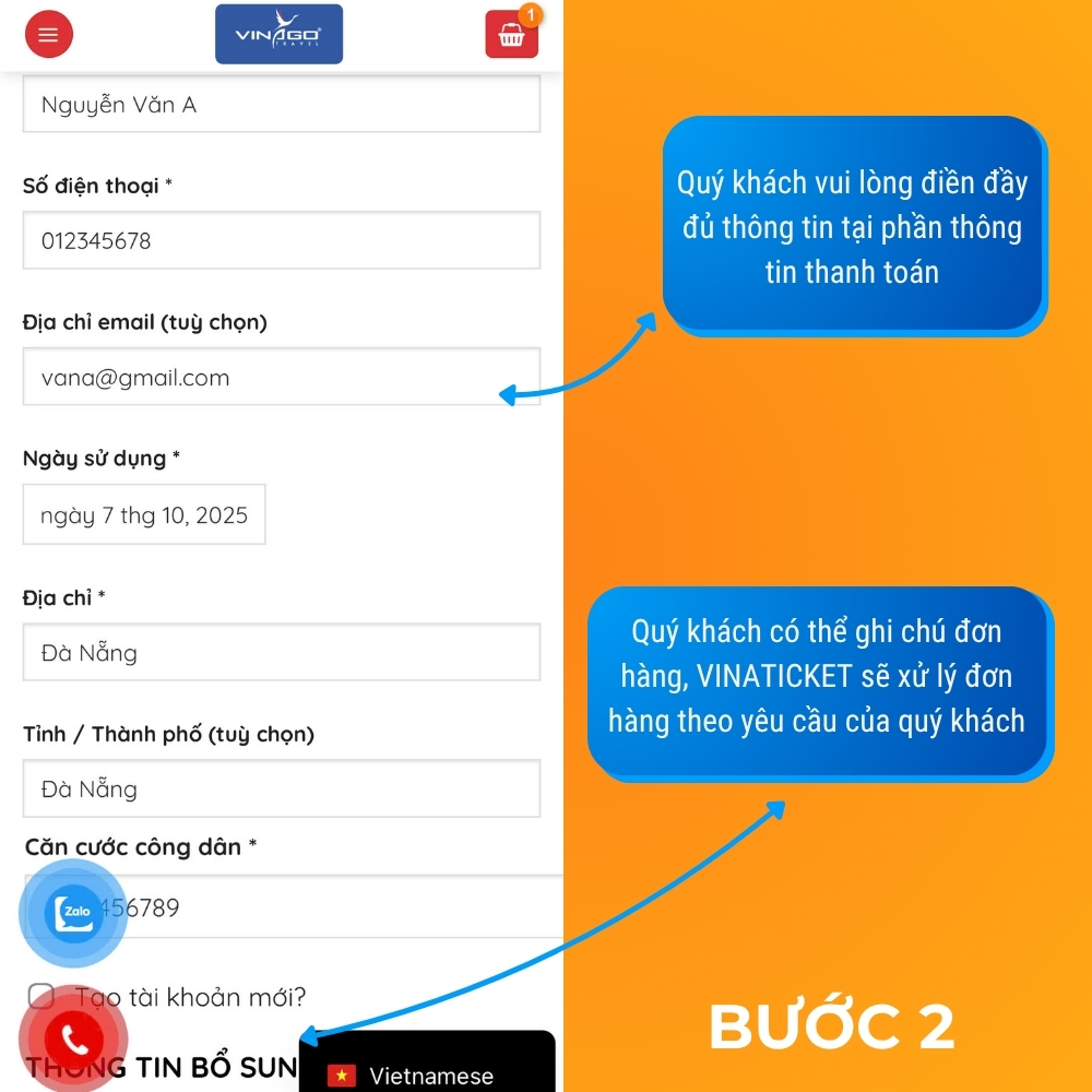 Bước 2 Hướng dẫn đặt vé