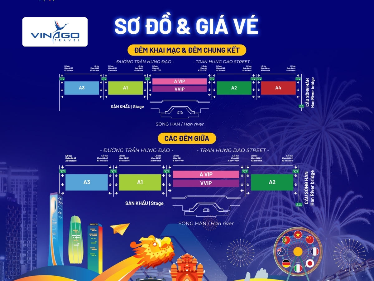 Sơ đồ khán đài pháo hoa Đà Nẵng 2026